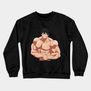 How Many Kilograms are the Dumbbells You Lift? - Machio Pose Anime Gift Crewneck Sweatshirt